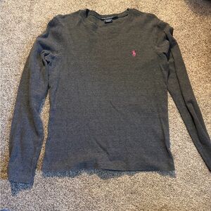 Gray Long Sleeve Shirt with Pink Polo Logo